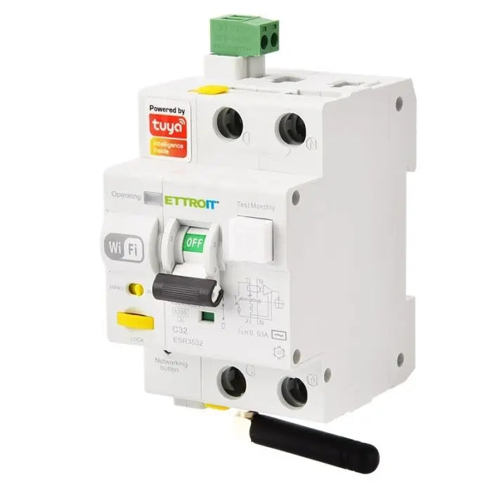 ETTROIT Magnetotermico Differenziale 1P+N Tuya Smart Wi-Fi RCBO Riarmo Automatico 32A SKU ESR3532