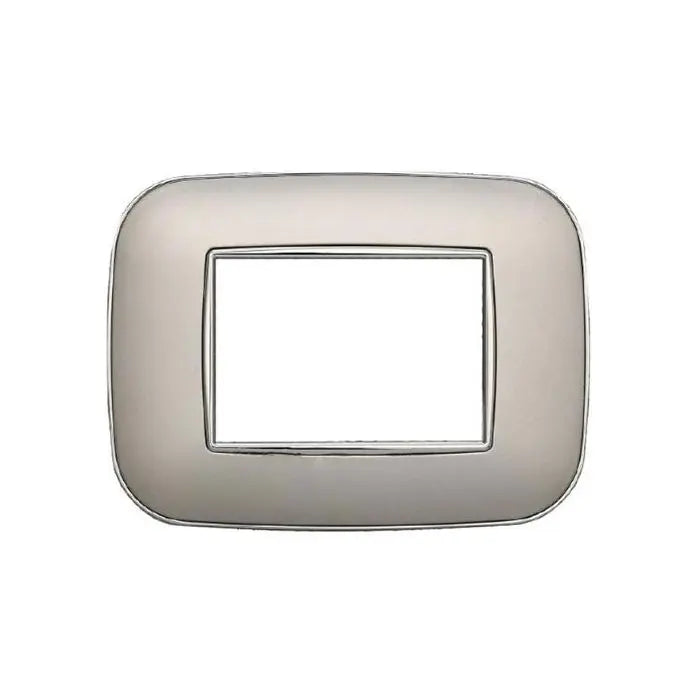 Placca compatibile Bticino Axolute 3 moduli plastica colore argento Orbis serie Moon Ettroit AN91306