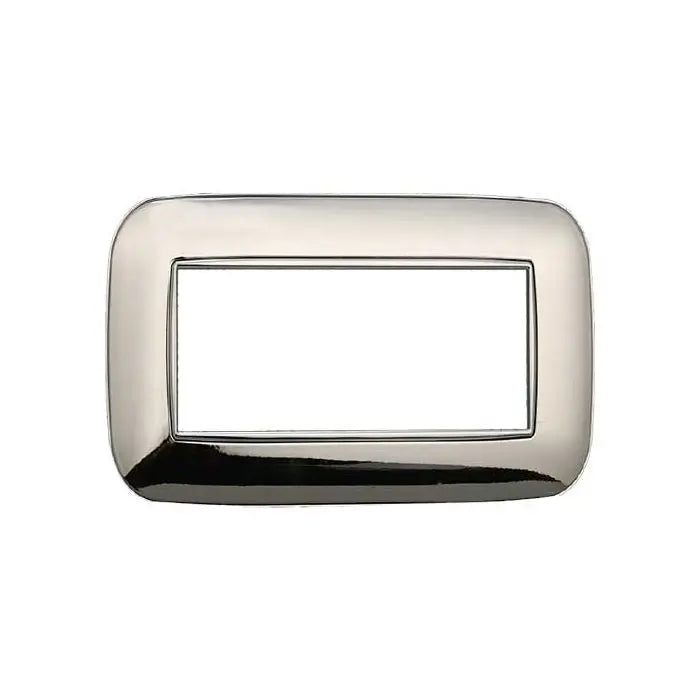 Placca compatibile Bticino Axolute 4 moduli plastica colore cromato lucido Orbis serie Moon Ettroit AN91413