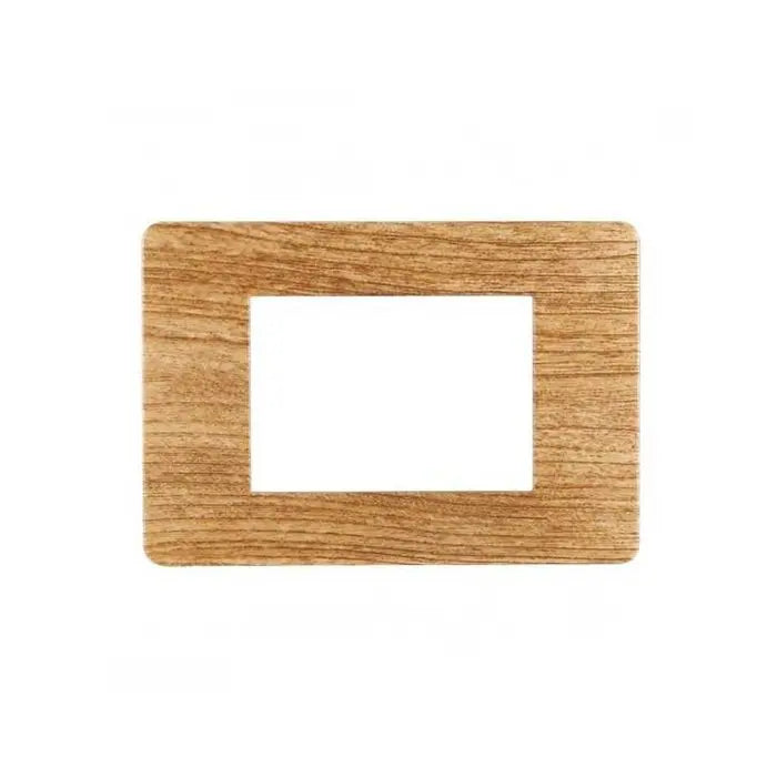Placca compatibile Vimar Plana 3 moduli plastica colore legno scuro Ettroit EV83305