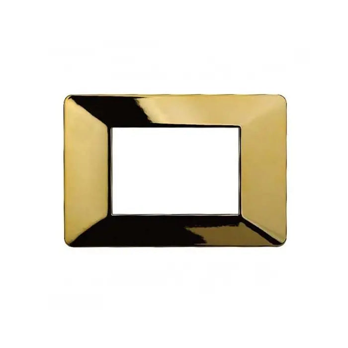 Placca compatibile Vimar Plana 3 moduli plastica colore oro lucido Ettroit EV83312