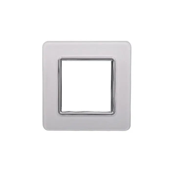 Placca compatibile Vimar Plana 2 moduli vetro colore bianco Ettroit EV84201