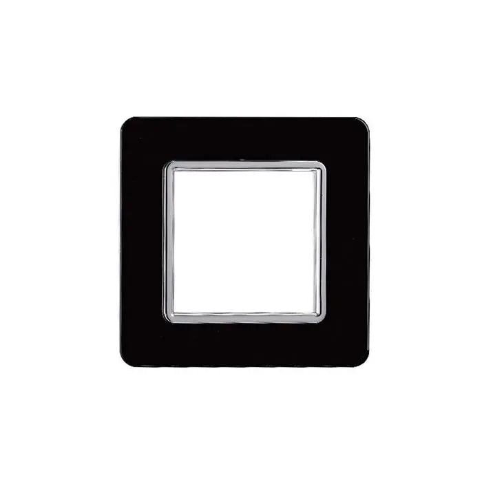 Placca compatibile Vimar Plana 2 moduli vetro colore nero Ettroit EV84202