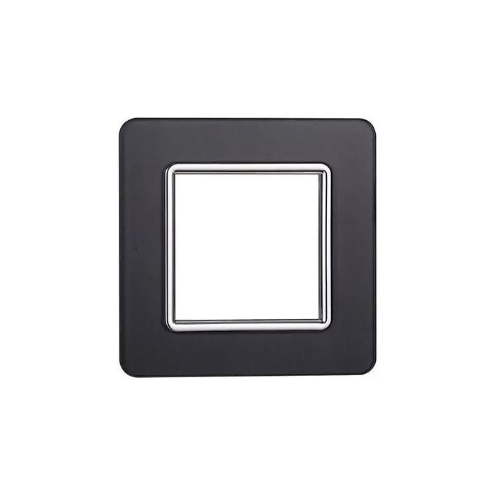 Placca compatibile Vimar Plana 2 moduli vetro colore acciaio scuro Ettroit EV84210