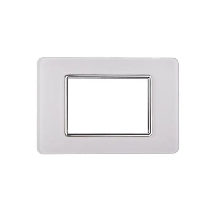 Placca compatibile Vimar Plana 3 moduli vetro colore bianco Ettroit EV84301