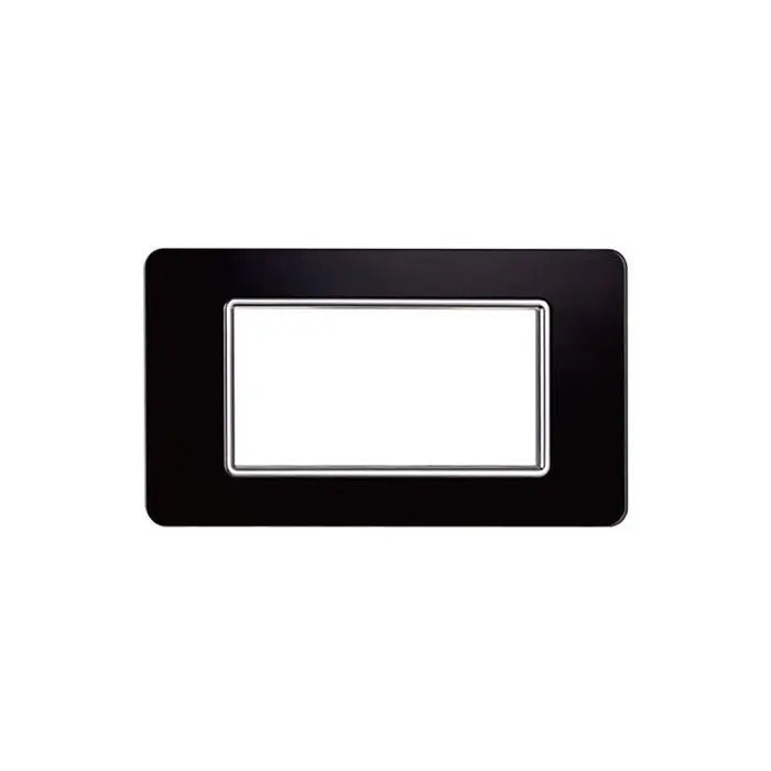 Placca compatibile Vimar Plana 4 moduli vetro colore nero Ettroit EV84402