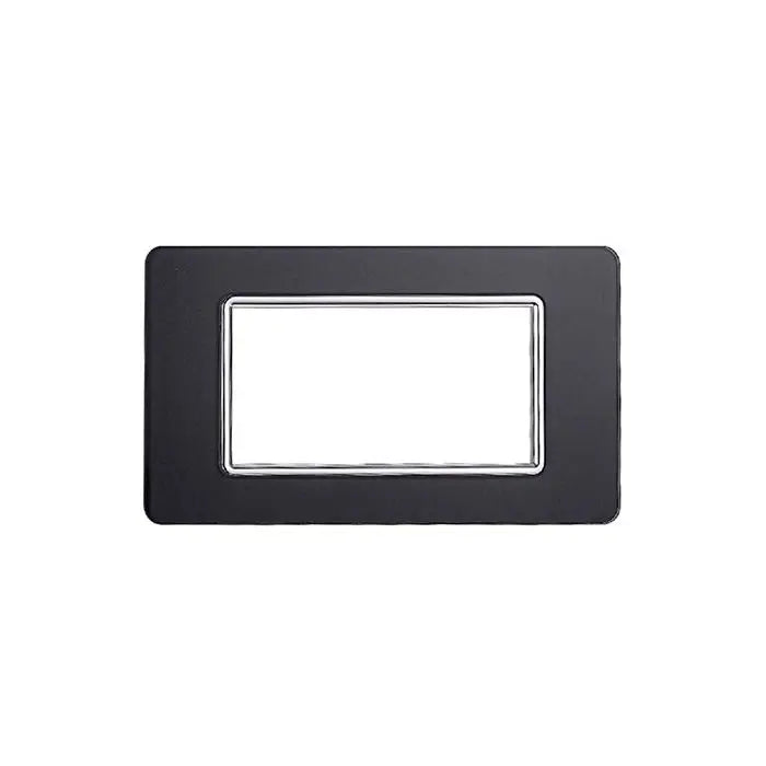Placca compatibile Vimar Plana 4 moduli vetro colore acciaio scuro Ettroit EV84410