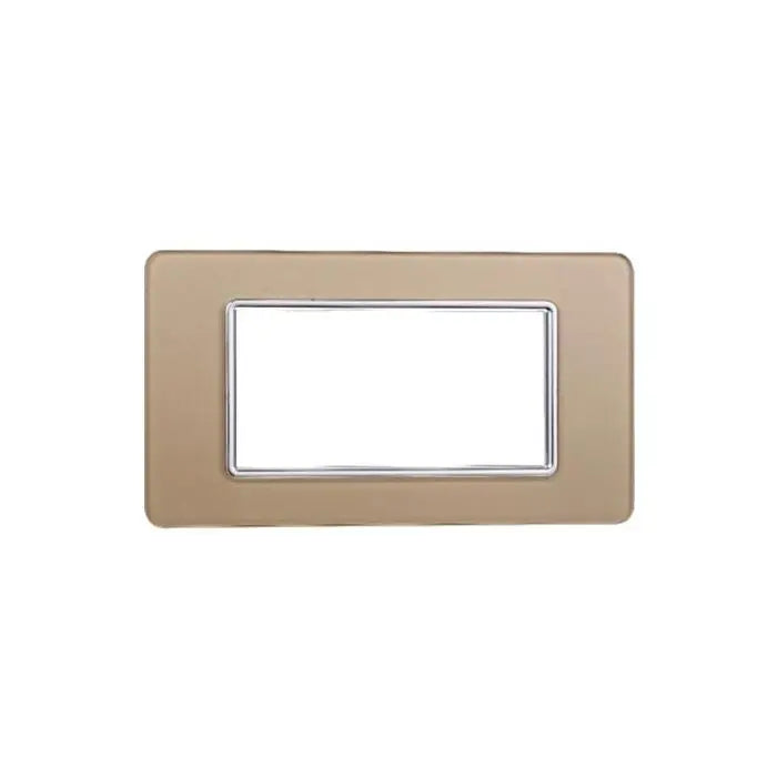 Placca compatibile Vimar Plana 4 moduli vetro colore oro Ettroit EV84411