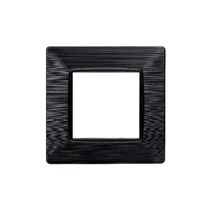 Placca compatibile Vimar Plana 2 moduli plastica colore nero satinato Ettroit EV85214