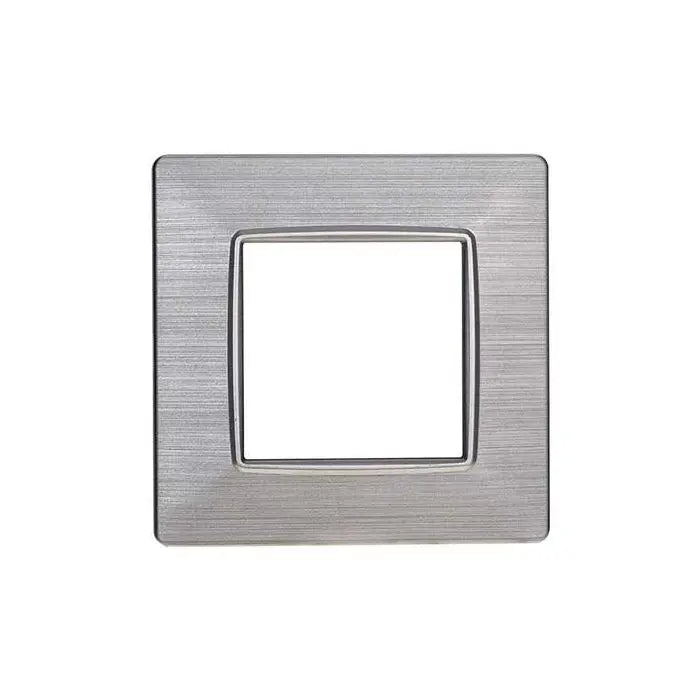 Placca compatibile Vimar Plana 2 moduli plastica colore argento satinato Ettroit EV85215