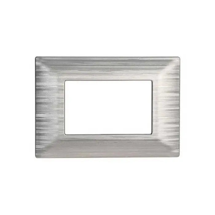 Placca compatibile Vimar Plana 3 moduli plastica colore argento satinato Ettroit EV85315