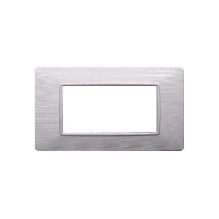 Placca compatibile Vimar Plana 4 moduli plastica colore bianco satinato Ettroit EV85401
