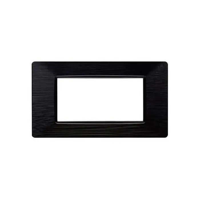 Placca compatibile Vimar Plana 4 moduli plastica colore nero satinato Ettroit EV85414