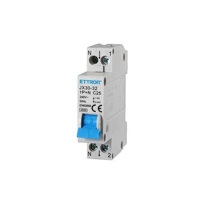 Interruttore magnetotermico automatico 1P+N 25A 220V Salvavita 1 Moduli DIN Ettroit JX30-32-1P+N-25A
