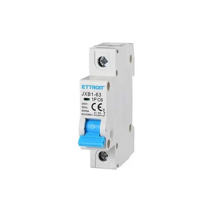 Interruttore magnetotermico automatico 1P 6A 220V Salvavita 1 Moduli DIN Ettroit JXB1-63-1P-6A