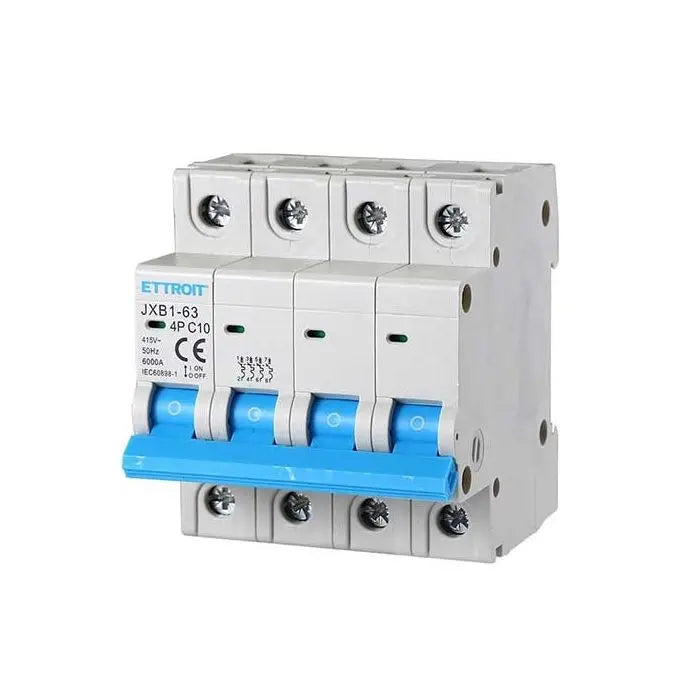 Interruttore magnetotermico automatico 4P 10A 220V 380V Salvavita 4 Moduli DIN Ettroit JXB1-63-4P-10A