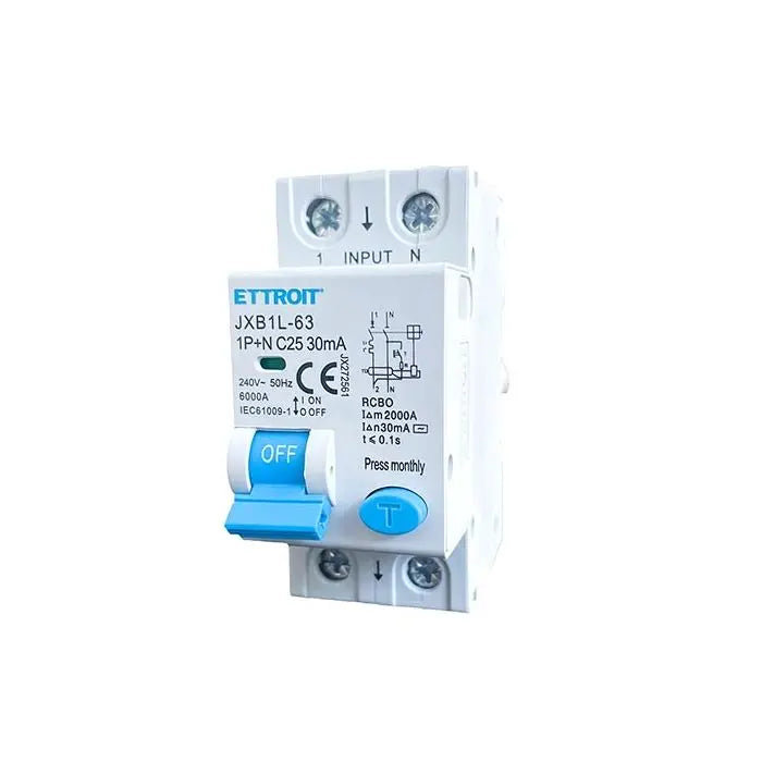Interruttore magnetotermico differenziale 1P+N 25A 6kA 30mA 220V occupa 2 Moduli DIN Ettroit JX272561