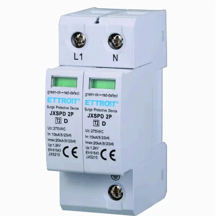 ETTROIT Scaricatore Sovratensione 220V T2 2P 275V 10KA 2 Moduli DIN