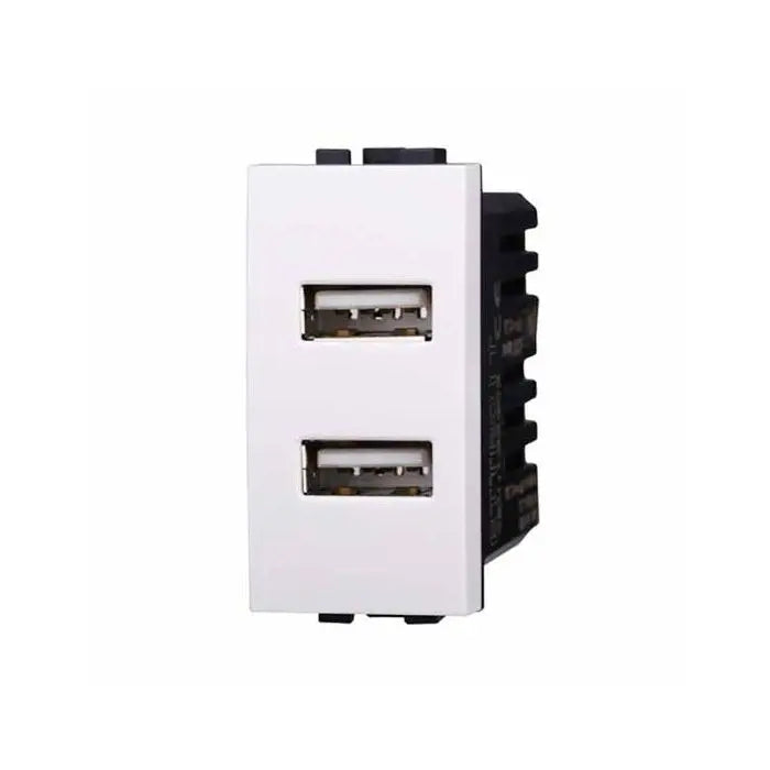 Presa Caricatore doppia USB Type-A compatibile Bticino Livinglight 5Vdc 2.1A colore bianco