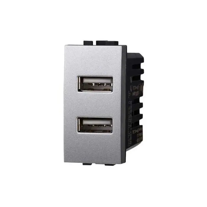Presa Caricatore doppia USB Type-A compatibile Bticino Livinglight 5Vdc 2.1A colore tech
