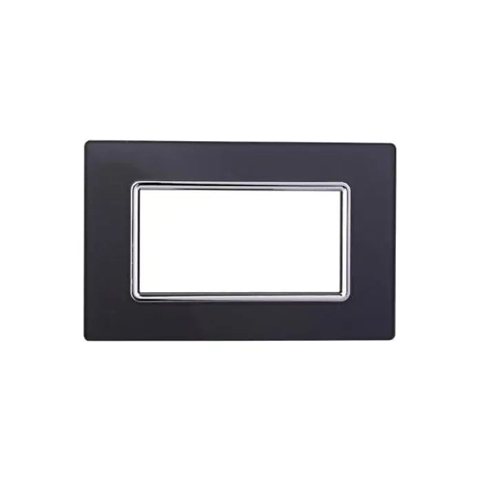 Placca compatibile Bticino Livinglight 4 moduli vetro colore grafite acciaio scuro