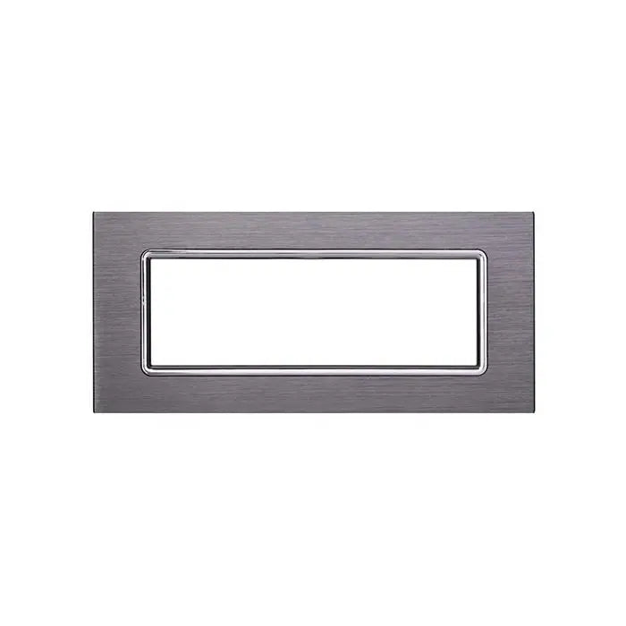 Placca compatibile Bticino Livinglight 7 moduli alluminio colore argento satinato