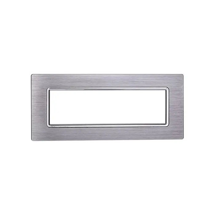 Placca compatibile Bticino Livinglight 7 moduli alluminio colore argento lucido satinato