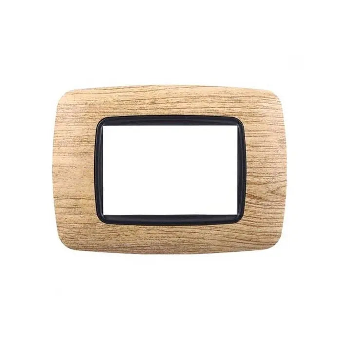 Placca compatibile Bticino Livinglight 3 moduli plastica bombata colore legno chiaro