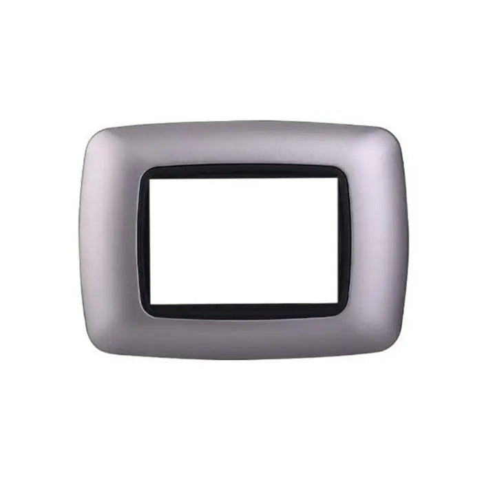 Placca compatibile Bticino Livinglight 3 moduli plastica bombata colore argento
