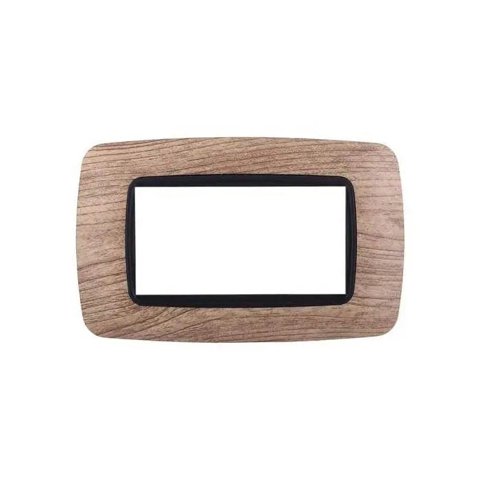 Placca compatibile Bticino Livinglight 4 moduli plastica bombata colore legno chiaro
