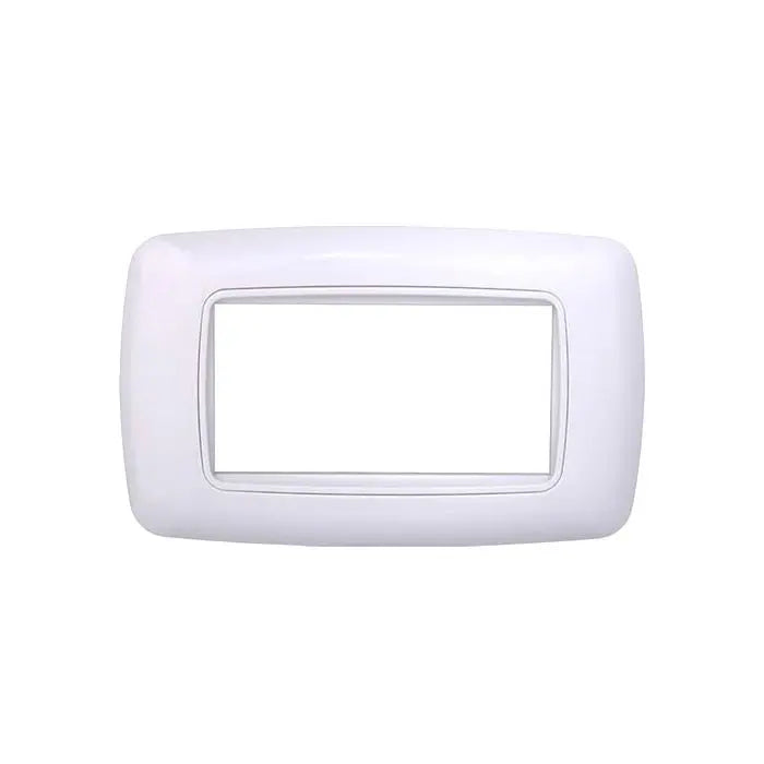 Placca compatibile Bticino Livinglight 4 moduli plastica bombata colore bianco con interno bianco