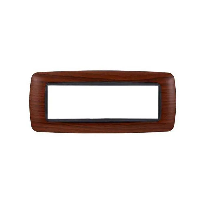 Placca compatibile Bticino Livinglight 7 moduli plastica bombata colore radica