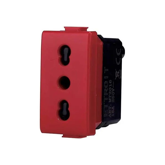 Presa bipasso compatibile Bticino Matix 2P+T 10/16A colore rosso