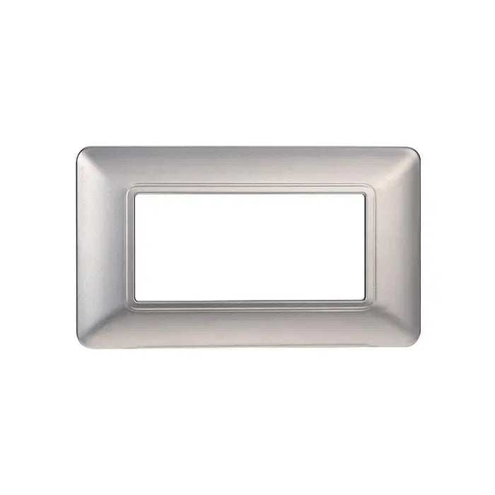 Placca compatibile Bticino Matix 4 moduli plastica colore argento