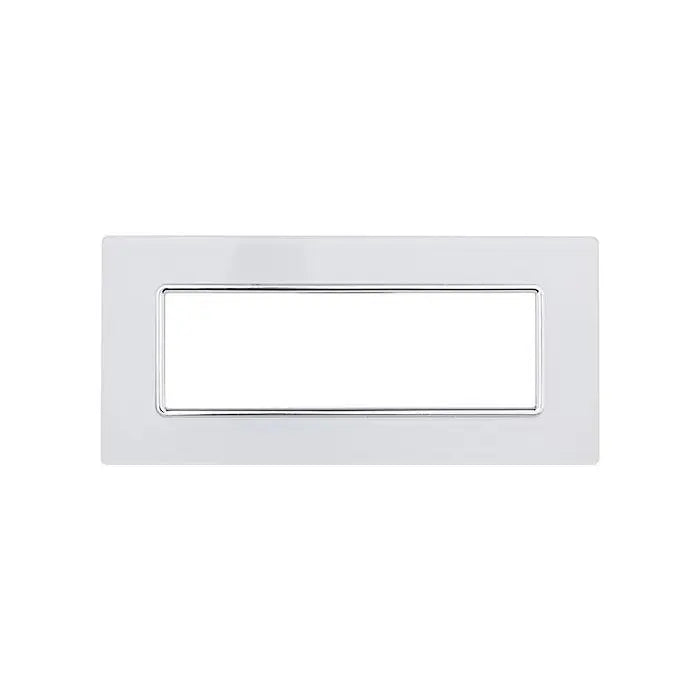 Placca compatibile Bticino Matix 6 moduli vetro colore bianco