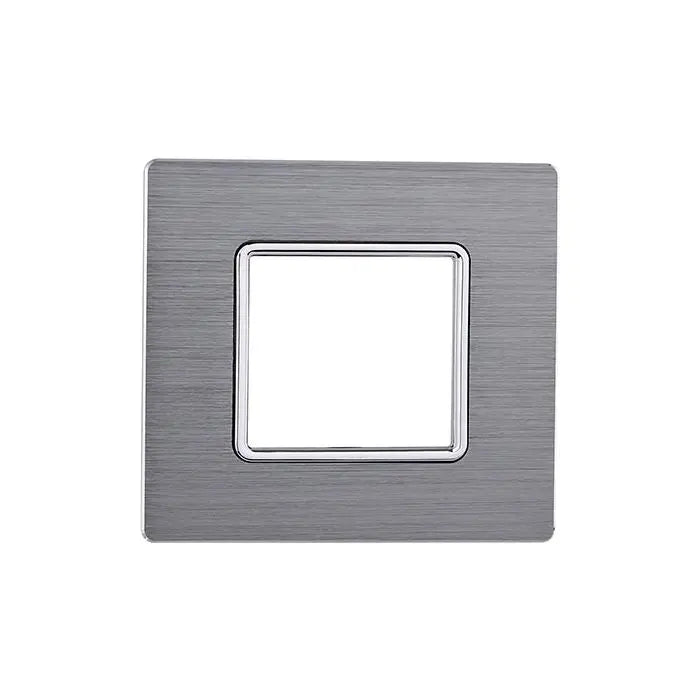 Placca compatibile Bticino Matix 2 moduli alluminio colore argento satinato