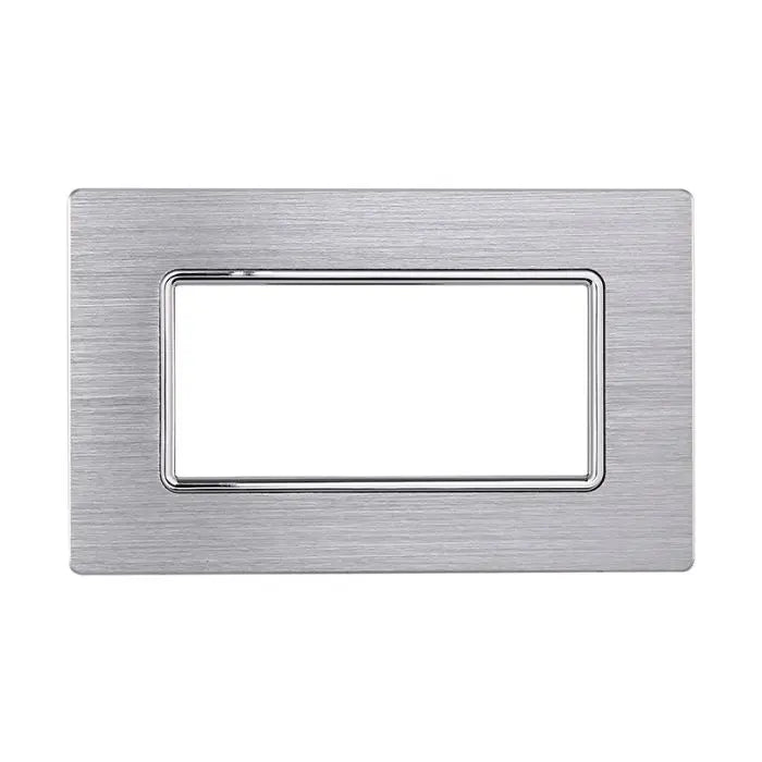 ETTROIT MT86417 Placca in alluminio 4P Colore Silver Lucido Compatibile Con Bticino Matix