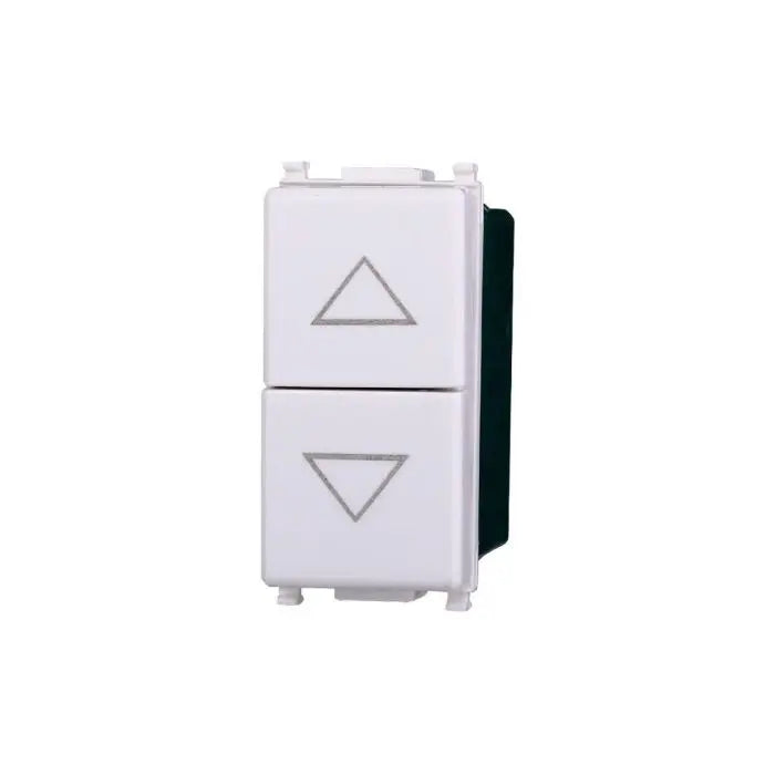 ETTROIT EV1204 Pulsante Doppio Interbloccato Saliscendi 10A Colore Bianco Compatibile Con Vimar Plana